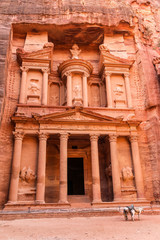 Ancient nabataean temple Al Khazneh (Treasury) located at Rose city - Petra, Jordan