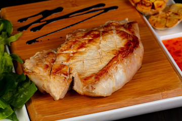 Grilled pork steak