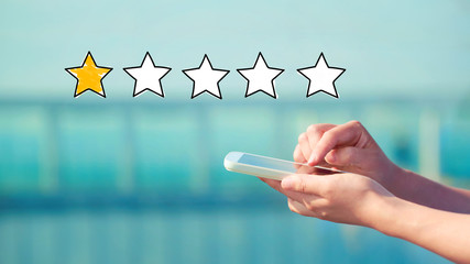 One Star Rating with person holding a white smartphone