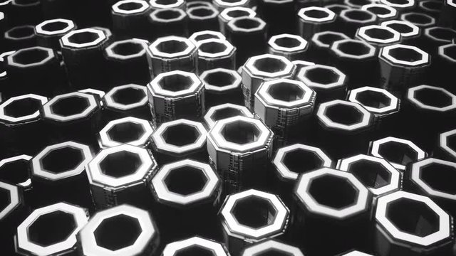 4K Abstract Honeycomb Grid. Seamless Loop