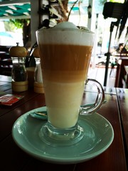 Coffee latte in a glass