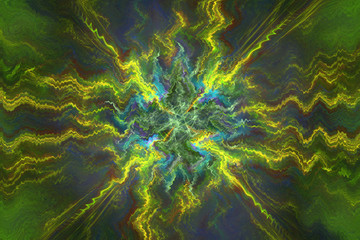 Abstrct Digital Artwork. The theme of the cosmos and the universe. Supernova explosion. Technologies of fractal graphics.