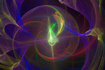 Abstrct Digital Artwork. The theme of the cosmos and the universe. Supernova explosion with Plasma filaments. Background of the stars. Technologies of fractal graphics.