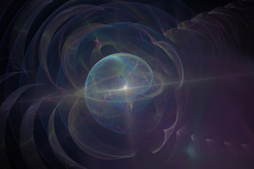 Abstrct Digital Artwork. The theme of the cosmos and the universe. Supernova explosion with Plasma filaments. Technologies of fractal graphics.