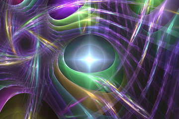 Abstrct Digital Artwork. Macro of the fantastic world. Drops of plasma on the surface of glass and magic liquid. Cosmic ornament. Digital Art. Technologies of fractal graphics.