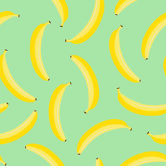 yellow pastel banana on a green background seamless pattern tropical sweet exotic fruit summer vector