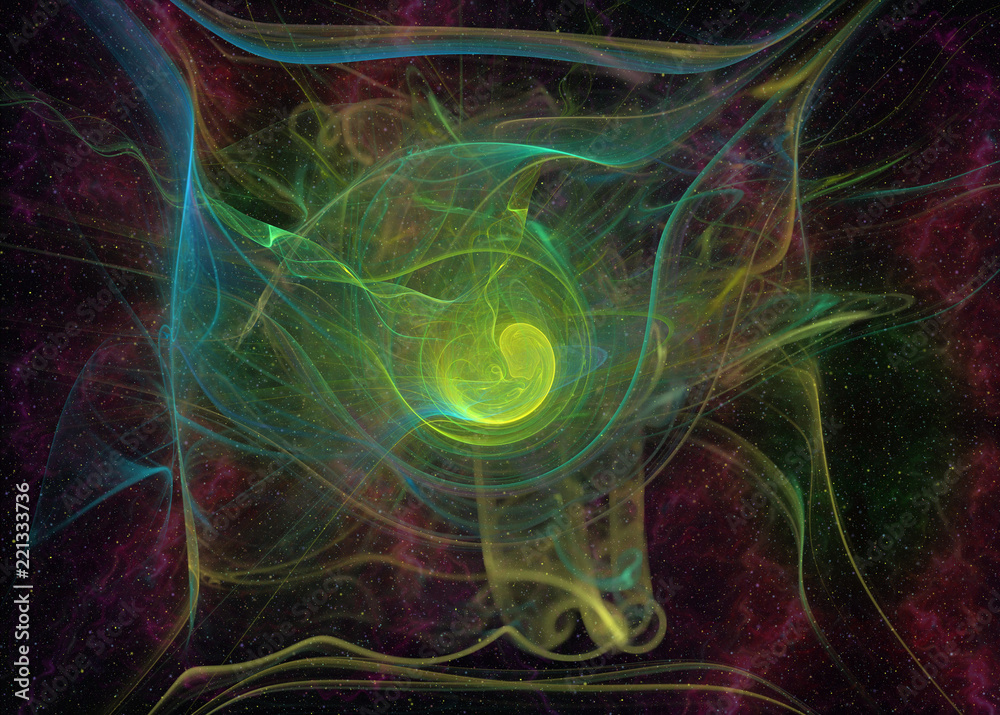 Fototapete abstrct digital artwork. the theme of the cosmos and the universe. the origin of life in interstella