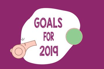 Handwriting text writing Goals For 2019. Concept meaning The following things you want to have and achieve in 2019.