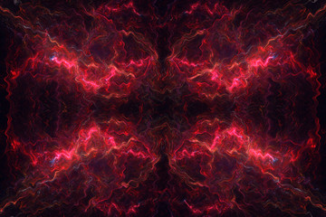 Fototapeta na wymiar Abstrct Background. The theme of the cosmos and the universe. Symmetrical pattern with waves and motion. Digital Art. Technologies of fractal graphics.