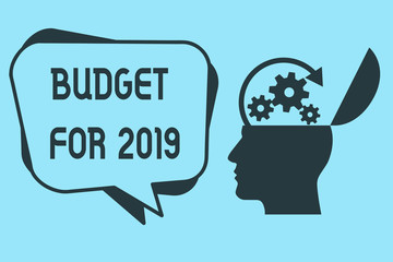 Word writing text Budget For 2019. Business concept for An written estimates of income and expenditure for 2019.