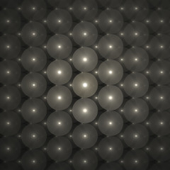 Abstrct Background. Glowing air balloons, Symmetrical pattern. Digital Art. Technologies of fractal graphics. Black and white.