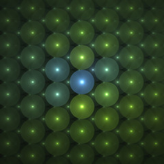 Abstrct Background. Glowing air balloons, Symmetrical pattern. Digital Art. Technologies of fractal graphics.