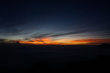 the sun sets on the cleft mountain climbing track