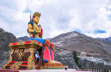 Maitreya Buddha, the big buddha high 33 metre near the Diskit monastery in Nubra Valley, Ladakh India. 