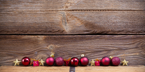 christmas background with golden and red decorations