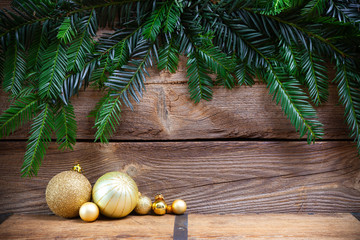 christmas background with golden decorations