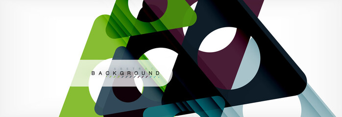 Abstract geometric background. Modern overlapping triangles. Unusual color shapes for your message. Business or tech presentation, app cover