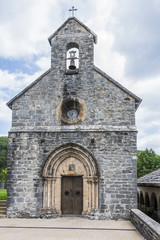 Facade of the church of Santiago in Roncesvalles. Navarre Spain