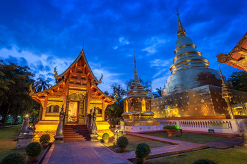 Naklejka premium Wat Phra Singh is a Buddhist temple is a major tourist attraction in Chiang Mai,Thailand.