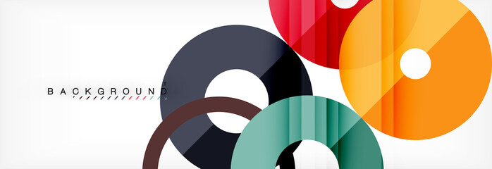 Fototapeta premium Colorful rings on grey background, modern geometric pattern design. Vector business or technology presentation design template, brochure or flyer pattern, or geometric web banner
