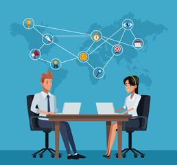 Fototapeta premium Business coworkers cartoons