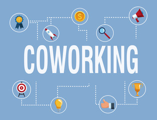 Coworking banner with icons