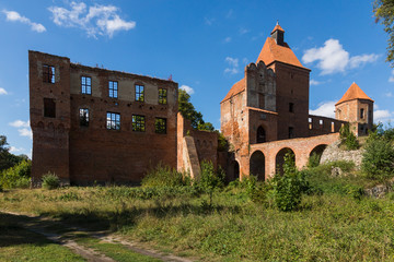 Ruins of a gothic castle in Szymbark, Masuria, Poland