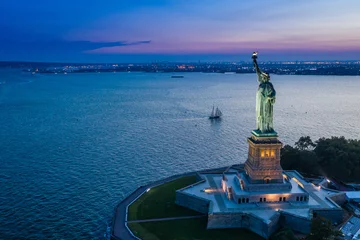 Deurstickers Vrijheidsbeeld Aerial View of Jersey City and NYC