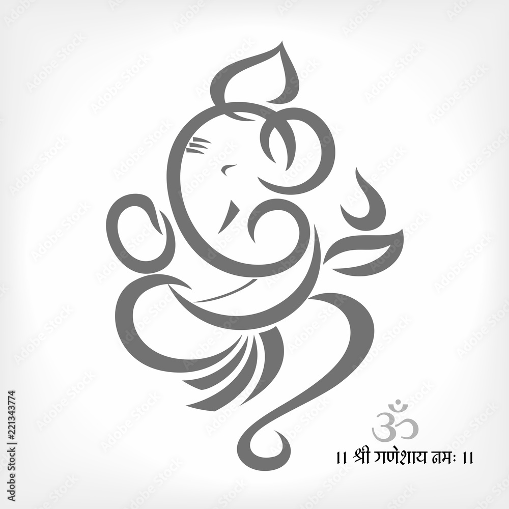 Wall mural Grey silhouette of Lord ganesha 