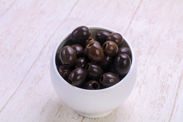 Pickled olives in the bowl