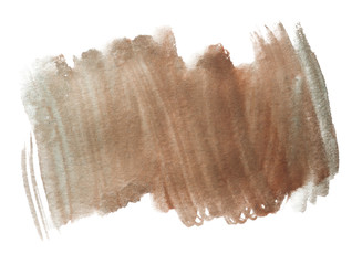 brown spot with brush strokes on white background isolated
