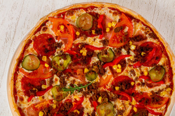 Pizza with minced meat