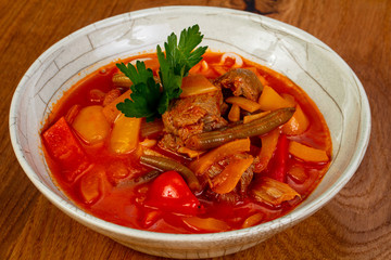 Traditional lagman soup