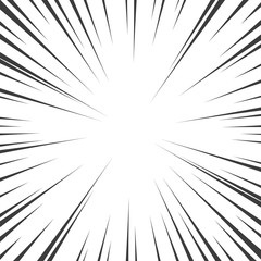Comic book black and white radial lines background. Manga speed frame.Superhero action. Explosion vector illustration. Square stamp.