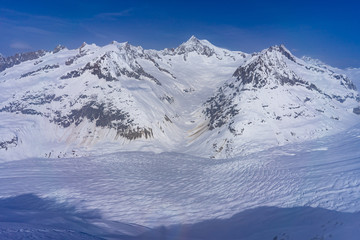 Fototapeta na wymiar Aletsch Glacier covered with snow in April