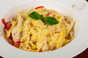Tagliatelle pasta with chicken