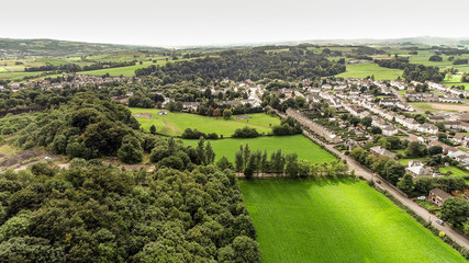 Fototapeta na wymiar Aerial view over the village of Kilbarchan and surrounding countryside.