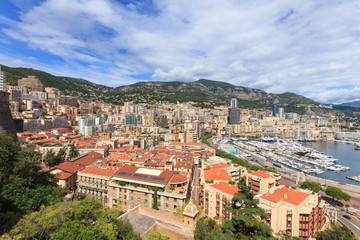 Naklejka na ściany i meble Pricipality of Monaco, panoramic view of the ward Le Condamine