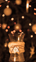 Christmas jar in the lights