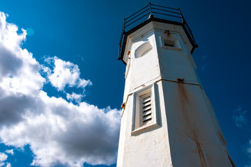 Old lighthouse in Anstruther harbor, Fife.