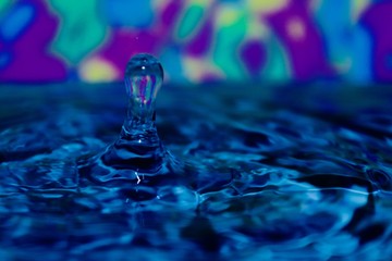 Creative water droplets photography.colorful background .