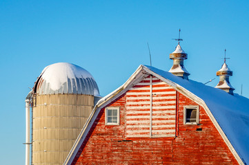 Eyes of the Red Barn Looking Out on the Cold Minnesota Landscape