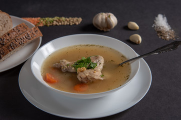 Chicken wings and peas soup