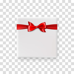 Holiday gift box with red satin bow