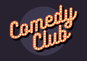 Comedy Club Sign Typographic Type Design Vector Image.