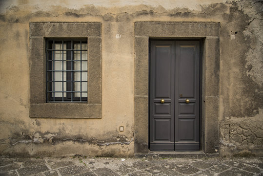 an Old italian vintage door and window