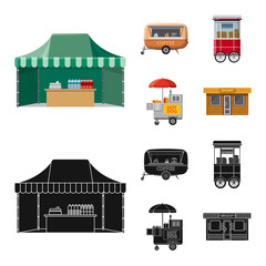 Isolated object of market and exterior sign. Set of market and food vector icon for stock.