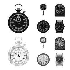 Naklejka na ściany i meble Vector illustration of clock and time symbol. Set of clock and circle stock symbol for web.