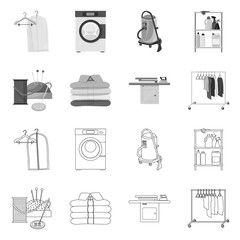 Vector illustration of laundry and clean icon. Set of laundry and clothes stock symbol for web.