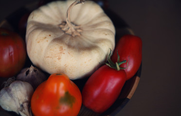Autumn  harvest /settings table\ thanksgiving day concept background